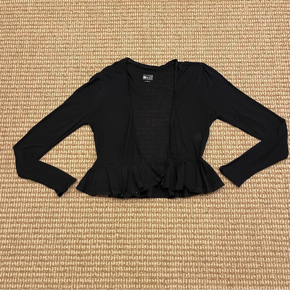 Converse One Star Black Ruffle Hem Cardigan Small